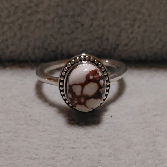 Dainty Wild Horse Jasper Sterling Silver Ring